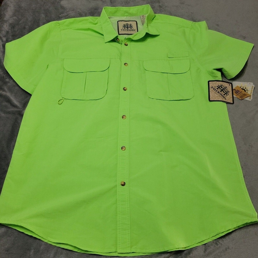 Tallwoods Button Down Mens XXLT Shirt Green Pistachio UPF 30 Water Resistant New